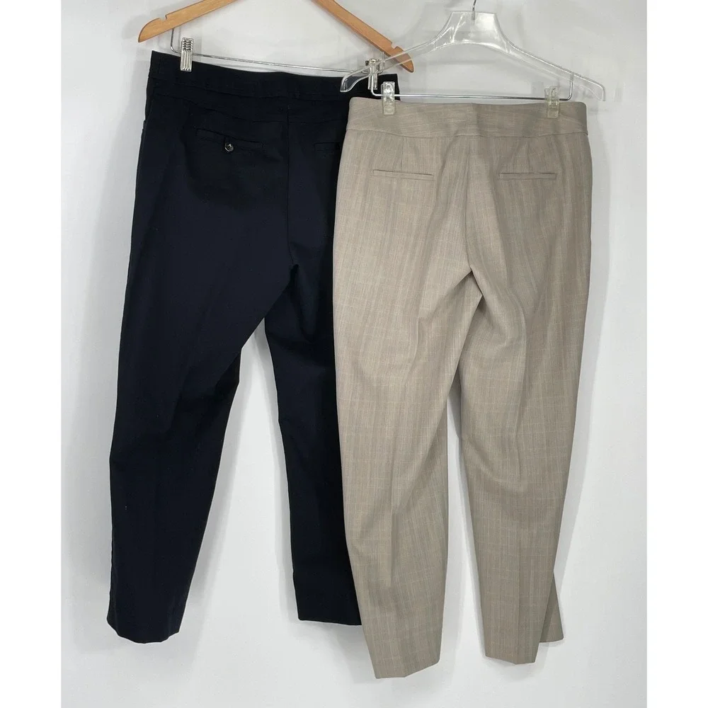 Rafaella Women Pants Lot of 2 Size 10P Dress Tapered Navy Blue Tan Plaid Bundle‎